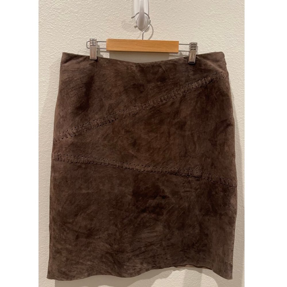 OUTFIT PETITE LEATHER Brown Mini Skirt